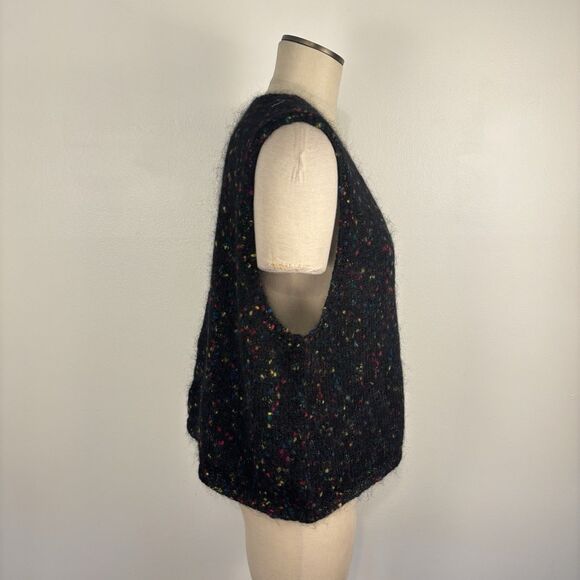 VTG 90s Stefano Basics Mohair Blend Sweater Vest Black Confetti Speckled 22-24 - Picture 4 of 7
